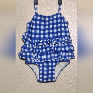 Tucker and Tate Blue and White Checkered Ruffle Swimsuit